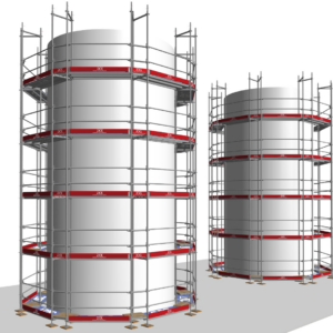 Projeto de acesso para manutenção de silo em 3D.